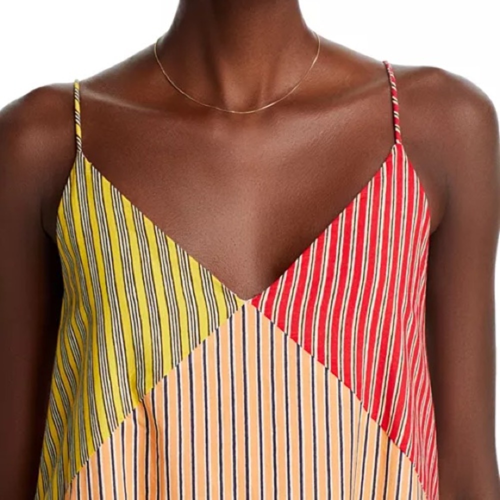 RHODE Nadia Maxi Dress Multi Stripe Patchwork Cotton Size 0 NWT - Picture 4 of 9